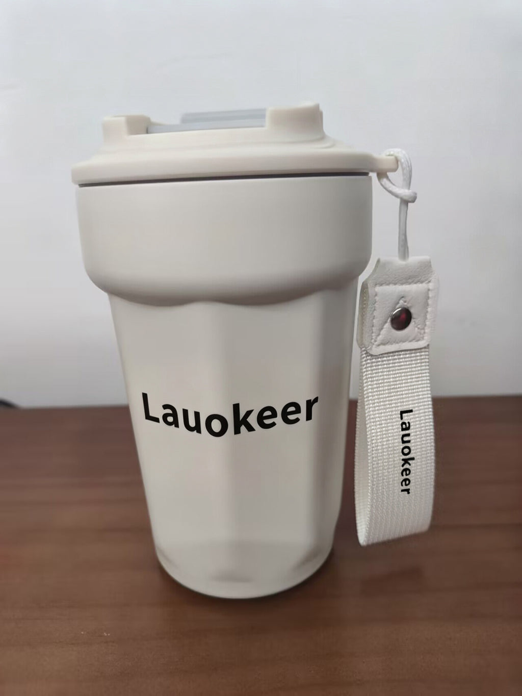 Lauokeer Stainless Steel Insulated Coffee Mug, 12oz Leakproof Reusable Travel Tumbler with Lanyard, Double Wall Vacuum Thermal Water Cup for Office Home Outdoor Daily Drinking