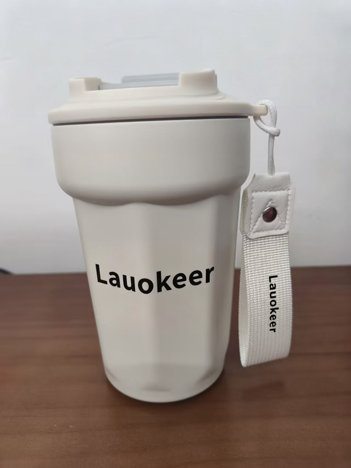 Lauokeer Stainless Steel Insulated Coffee Mug, 12oz Leakproof Reusable Travel Tumbler with Lanyard, Double Wall Vacuum Thermal Water Cup for Office Home Outdoor Daily Drinking